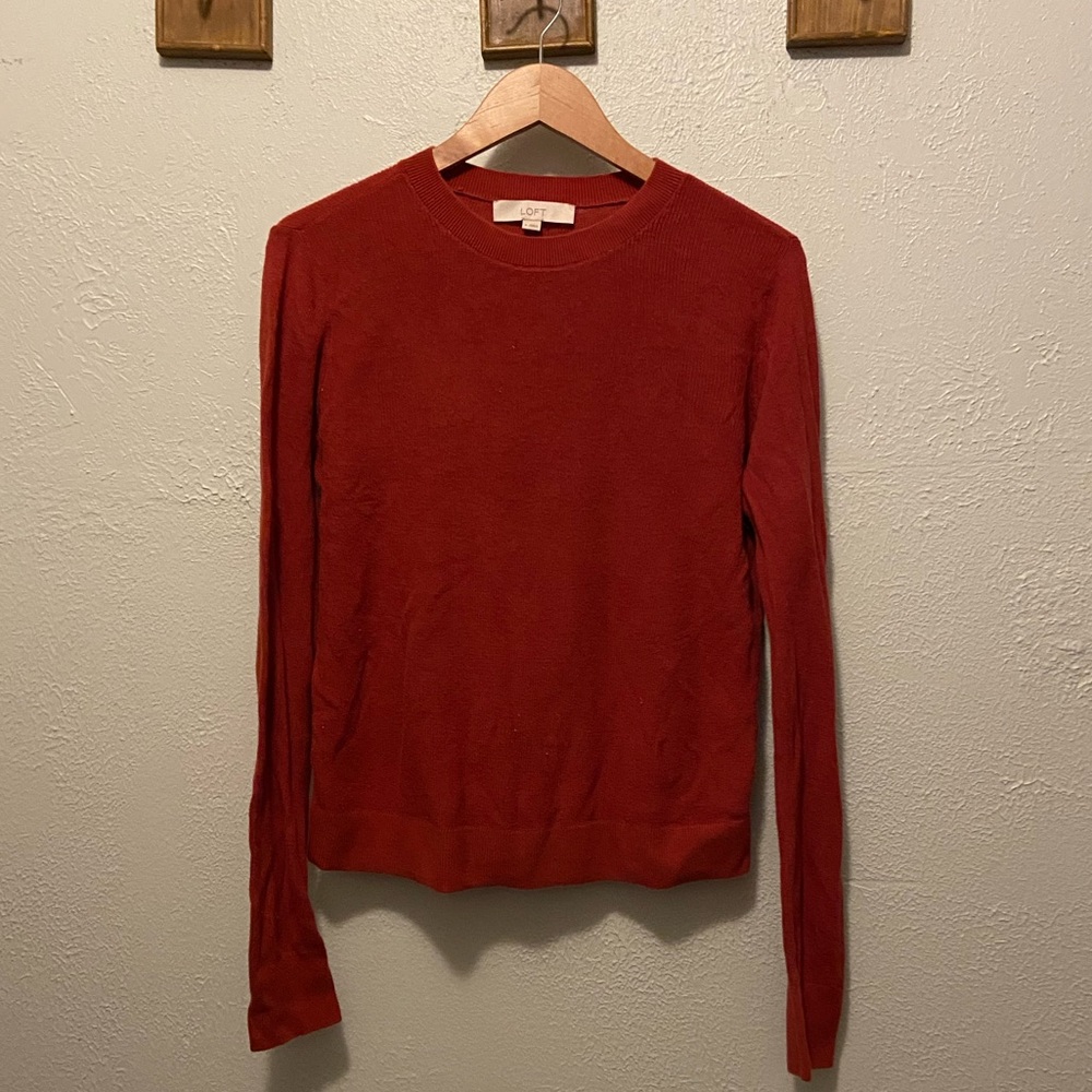 LOFT Crew Neck Red Sweater